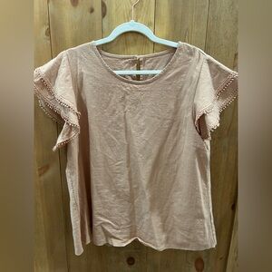 Elegant Tan Women's Top with butterfly sleeves L/XL